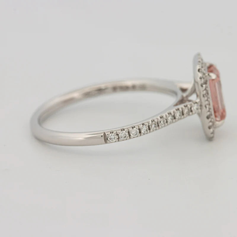 Roze smaragd‑geslepen Halo Solitaire